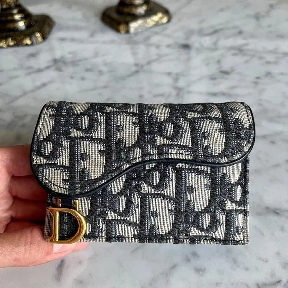 Blue Dior Oblique Jacquard Saddle Flap Card Holder *Authentic* - Picture 2 of 16